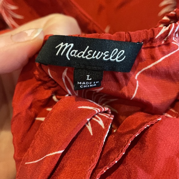 Madewell (US-Large) 100% silk sleeveless with tie/open back detail, red floral - Picture 4 of 5
